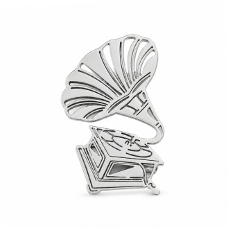 Брошь BROCHE Музыка Граммофон из стали серебристая BRBF115633